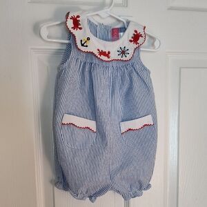 Good Lad Blue and White Striped Romper